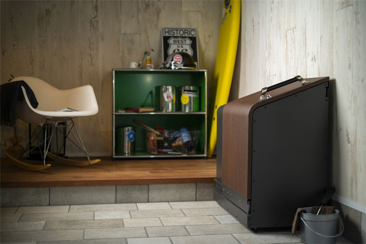 家庭用ゴミ収納庫 「ゴミステーション ホームスライド01 スタンダードモデル 黒ZAM 150L」
