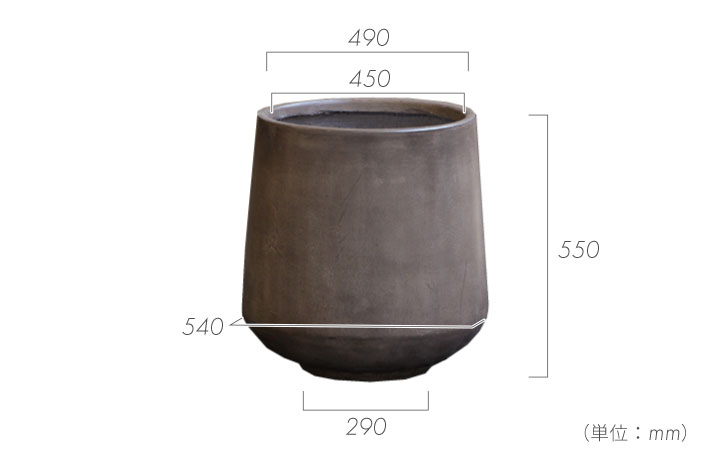 おしゃれ 特大・大型 植木鉢「クレイポット（CLAYPOT） ドロップラウンド55（Drop Round 55）」 18号鉢相当 容量100L 高さ55cm 直径54cm