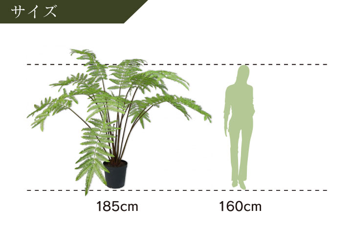 大型 フェイクグリーン「ファーン（ヘゴ） 185cm シルカ（Silk-ka）」おしゃれ リアル 人工観葉植物 草花 インテリアグリーン ハイワンツリー