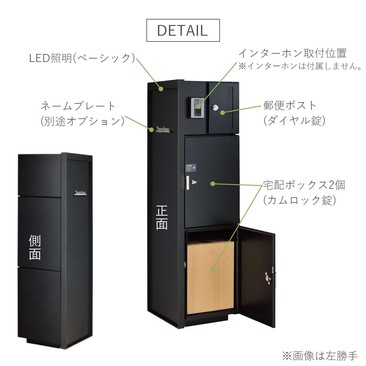 門柱ユニット ヴェリータNX ベーシック LED無し （宅配ボックス2個 +