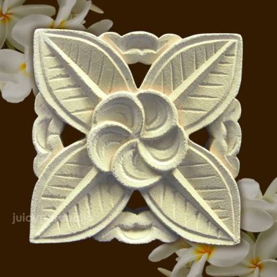 「プルメリアA-19-1　片面彫り」　壁飾り　100×100×30mm　砂岩レリーフ