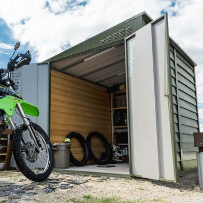 大型バイク 自転車倉庫「メタルシェッド TM2W DD ワイドダブルドア」片流れ屋根 ペントルーフワイド