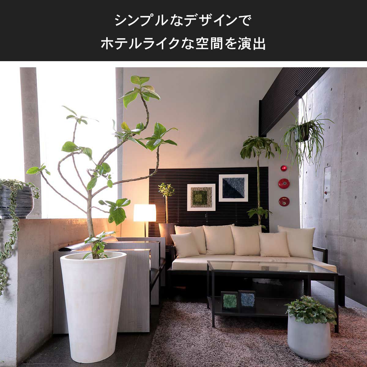 クレイポットはシンプルなデザインでホテルライクな空間を演出します。