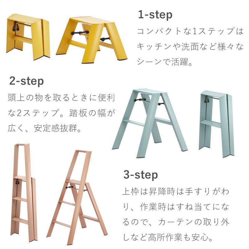 METAPHYSデザインのオシャレな脚立 lucano 3step ルカーノ METAPHYSデザインのオシャレな脚立 lucano 3step ルカーノ