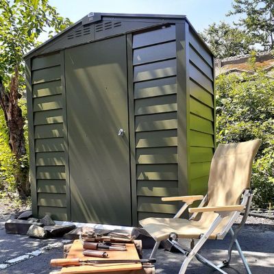 収納 シングルドア 屋外物置「メタルシェッド TM6 SD シングルドア アペックスルーフ」