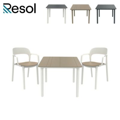 「Resol Noa リソル ノア テーブル 90×90 ＆ Ona オナ アームチェア 3点セット」