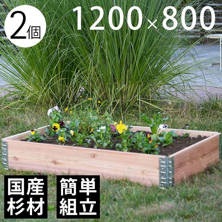 木製プランター 「a+ design ガーデンボックス1200×800 2個セット ナチュラル」