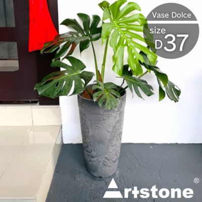 植木鉢 おしゃれ「アートストーン（Artstone） ドルチェベース37（DolceVase37）」大型 12号鉢相当 高さ70cm 直径37cm 底穴あり ブラック グレー トープ