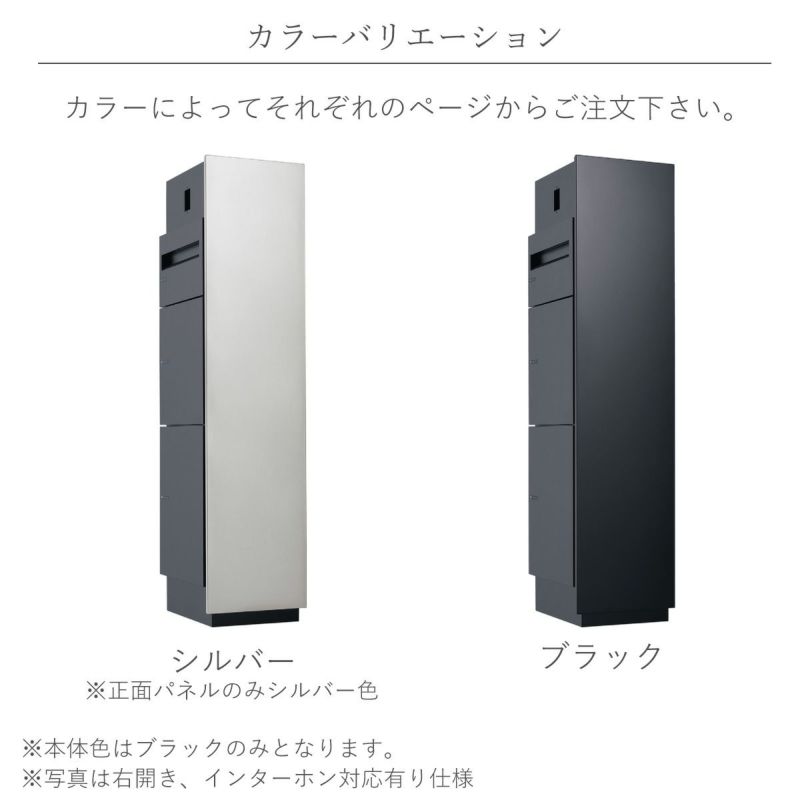 宅配ボックス付 機能門柱 ミース カラー：ブラック 埋込仕様
