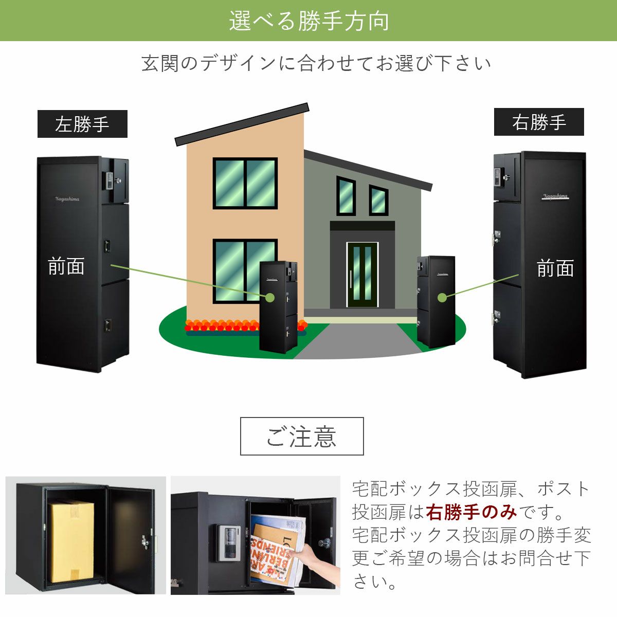 「 門柱ユニット ヴェリータNX ベーシック LED付き （宅配ボックス2個 + 郵便ポスト + LED照明）」