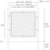 フェンスを設置した際の寸法図。杭の端から杭の端まで1052mm。杭芯から杭芯まで1004mm。フェンスの端から端まで900mm。杭の地面からの高さ約1200mm。杭を地中に埋め込む深さ300mm。