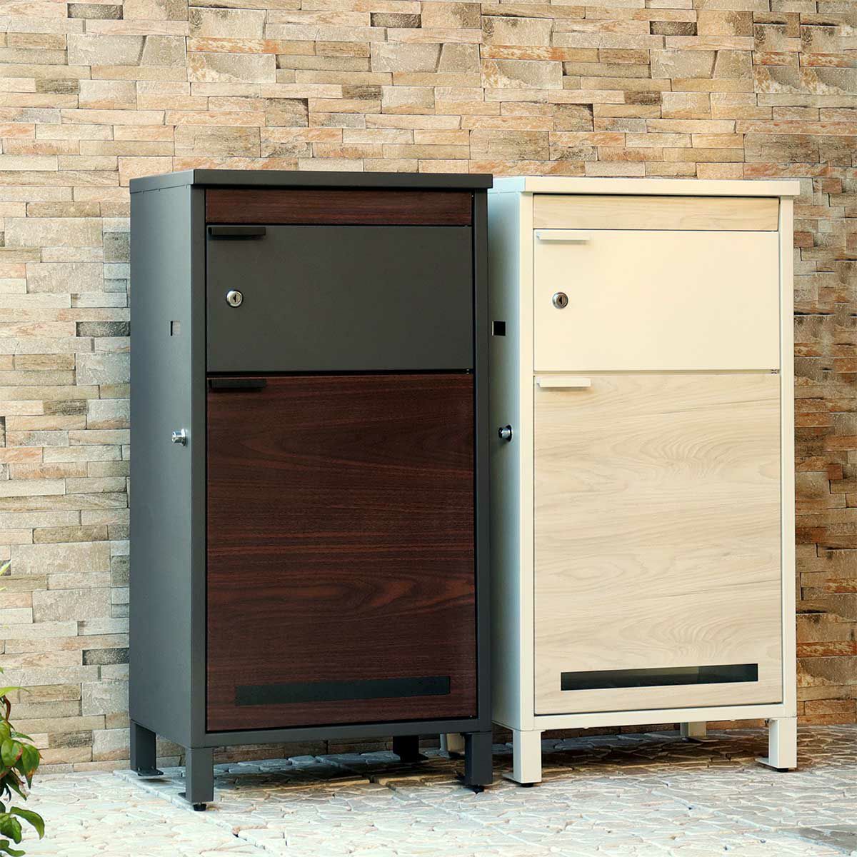 商品画像。ダークグレーとブラウン木目、ホワイトとホワイト木目の画像