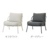カラーバリエーションの画像。オフホワイトのアルミフレーム本体に、オフホワイトの座面・背面クッションが付属したオフホワイトと、ダークグレーのアルミフレームにダークグレー座面・背面クッションが付属したダークグレーの2色展開です。