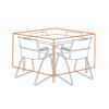 屋外用 ファニチャーカバー  90×90テーブル＋チェア4脚セット用の使用イメージ画像です。