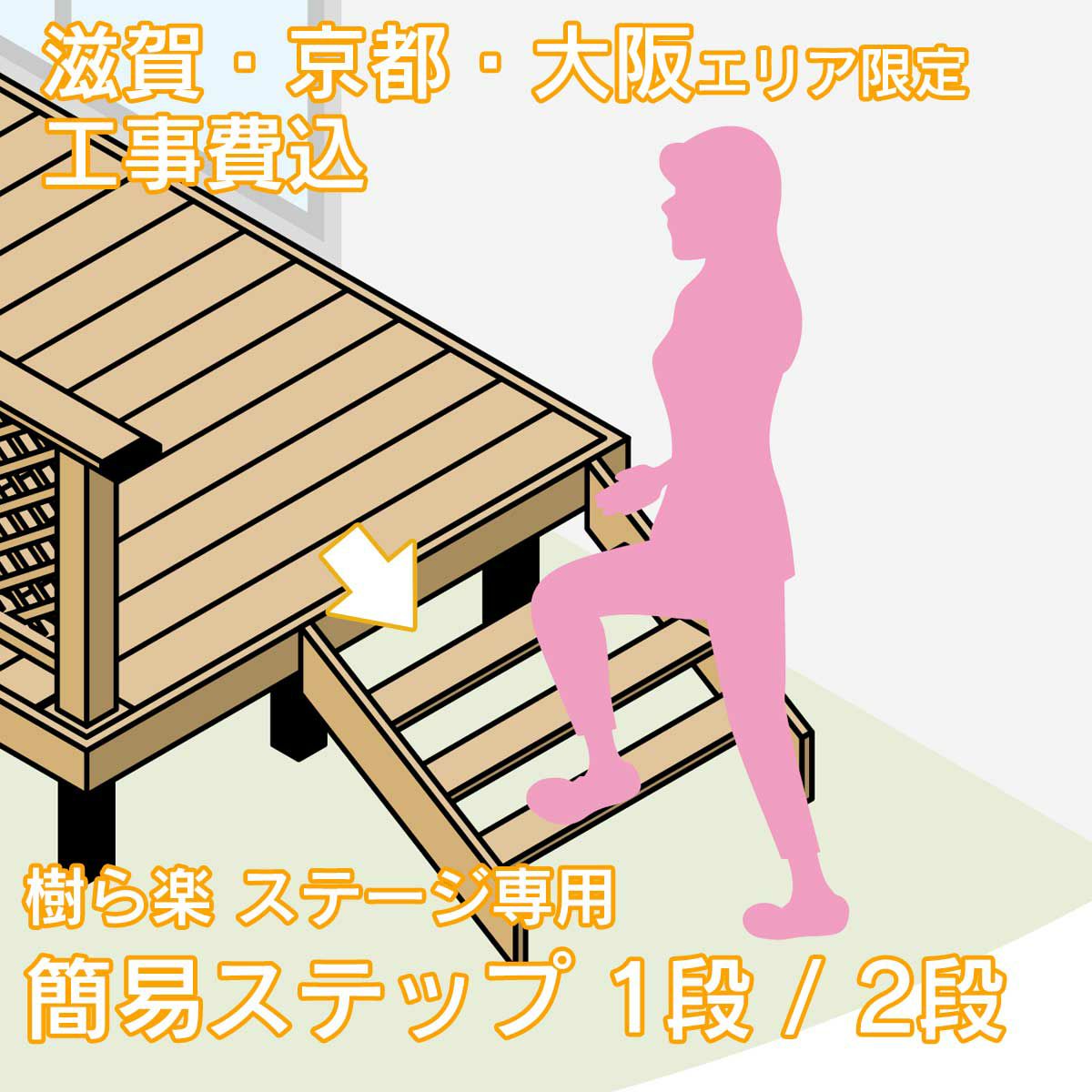 滋賀、京都、大阪限定。工事費込みの人工木材デッキ「樹ら楽（きらら）」簡易ステップ（階段）