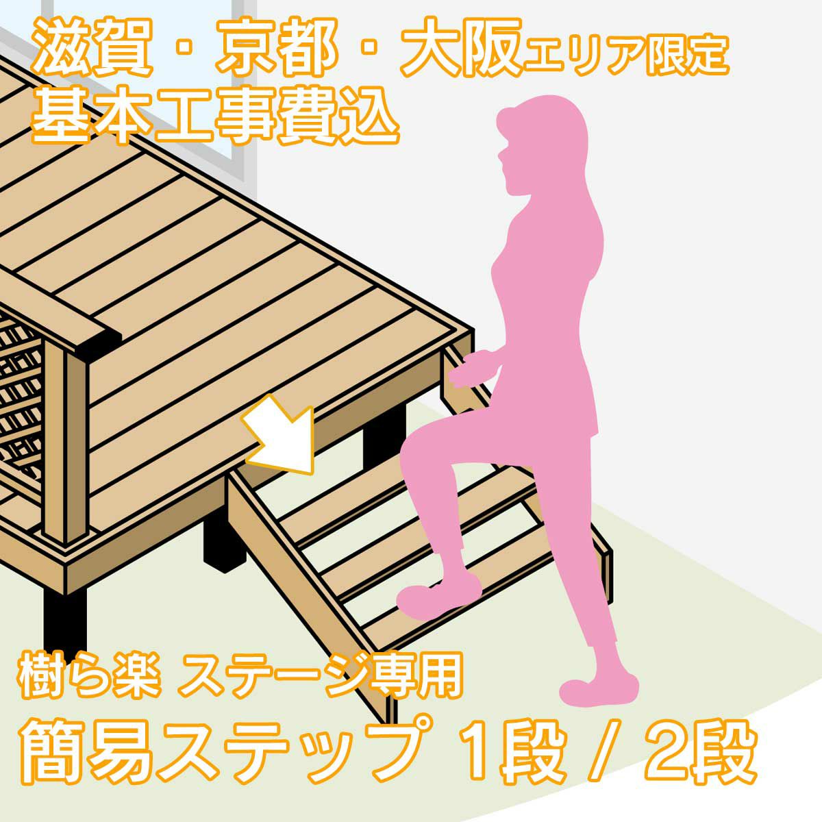 滋賀、京都、大阪限定。工事費込みの人工木材デッキ「樹ら楽（きらら）」簡易ステップ（階段）