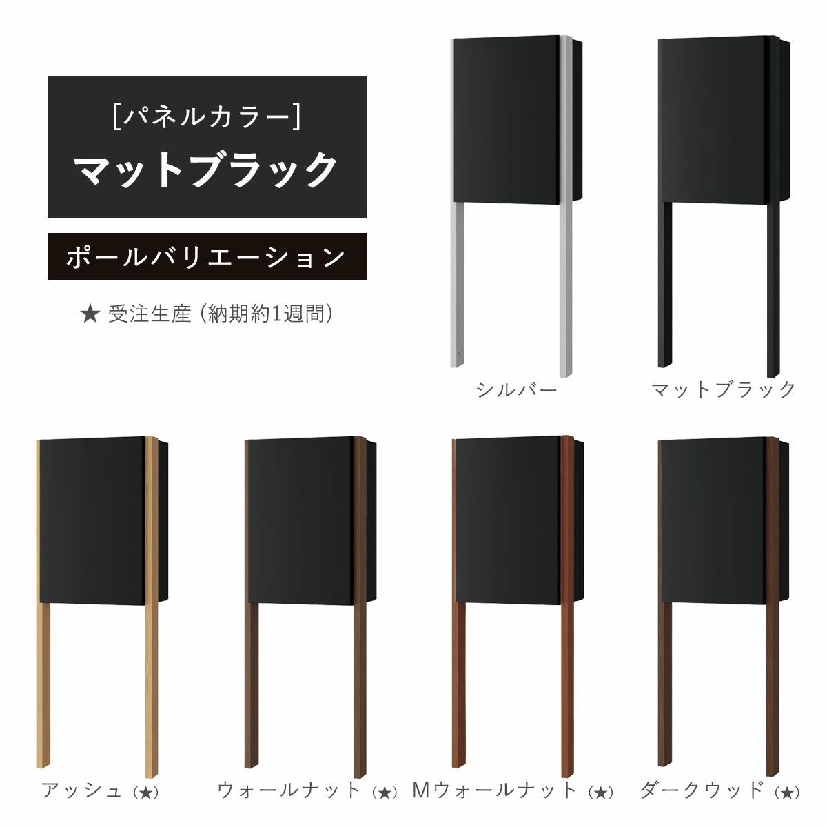 パネルカラー：マットブラックのポールバリエーションです。